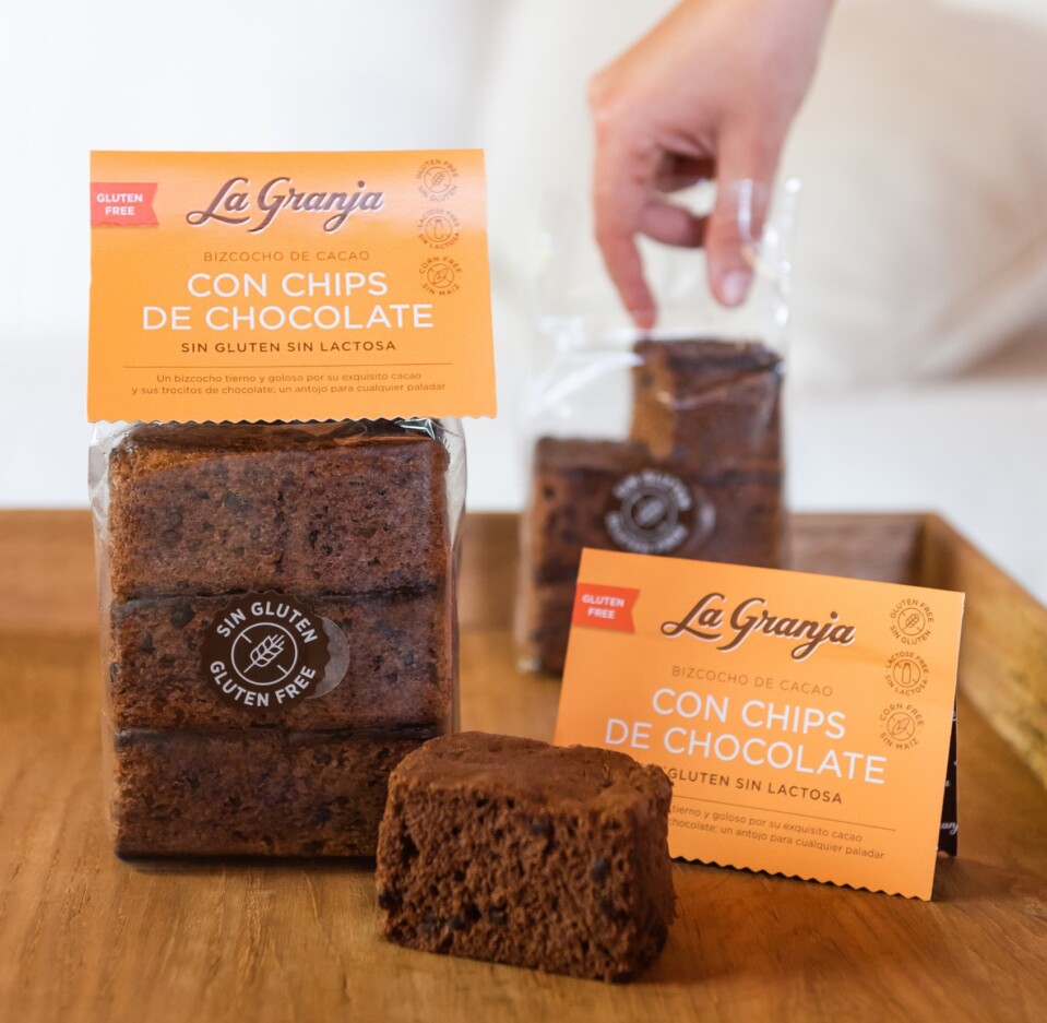 Gluten free, lactose free cocoa and chocolate chips sponge cake 350 g. Gluten free, lactose free cocoa and chocolate chips sponge cake 350 g.