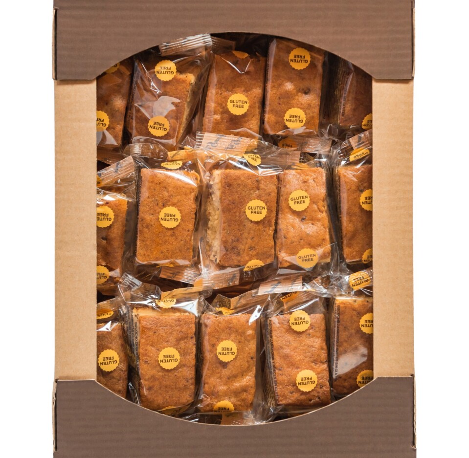 Boîte de gâteau aux carottes sans gluten et lactose 30 unités Boîte de gâteau aux carottes sans gluten et lactose 30 unités