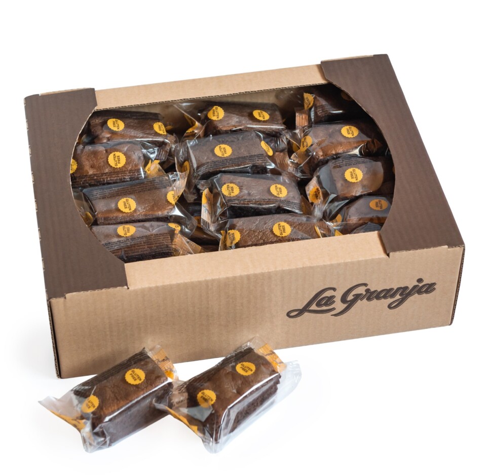 Box of cocoa sponge cake with chocolate chips, gluten-free and lactose-free 30uds Box of cocoa sponge cake with chocolate chips, gluten-free and lactose-free 30uds
