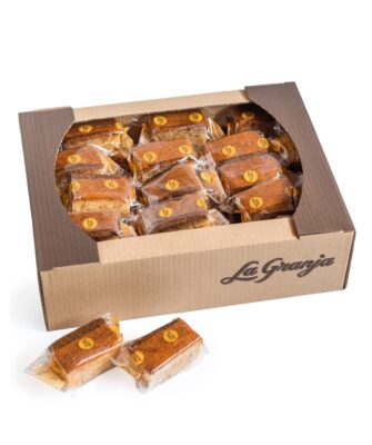 Box of coconut and banana sponge cake, gluten-free and lactose-free 30uds