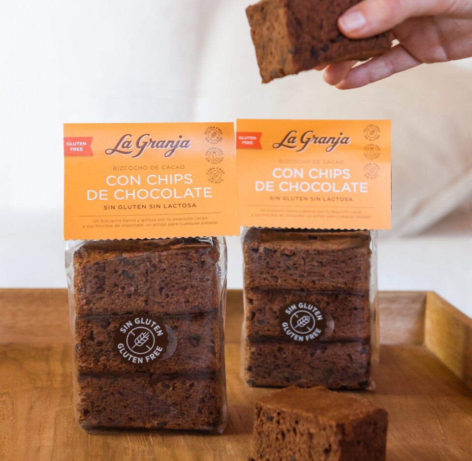 Gluten free, lactose free cocoa and chocolate chips sponge cake 350 g. Gluten free, lactose free cocoa and chocolate chips sponge cake 350 g.