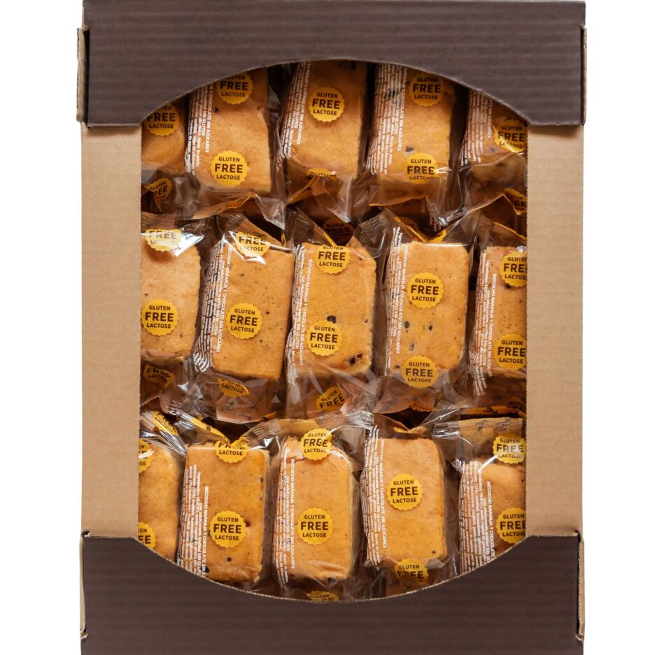 Boîte de gâteau à l’orange et pépites de chocolat sans sucres, sans gluten et sans lactose, 30 pcs Boîte de gâteau à l’orange et pépites de chocolat sans sucres, sans gluten et sans lactose, 30 pcs