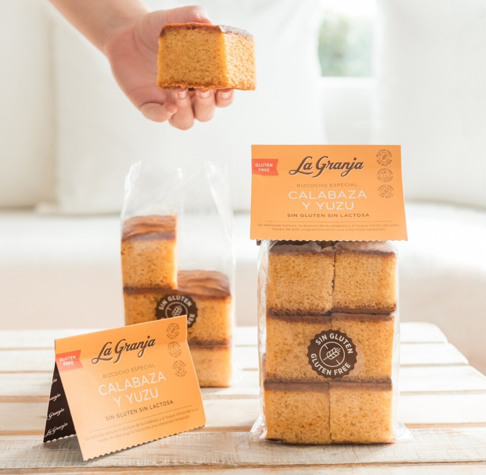 Gâteau génoise spécial à la citrouille et au yuzu, sans gluten et sans lactose 350 g.