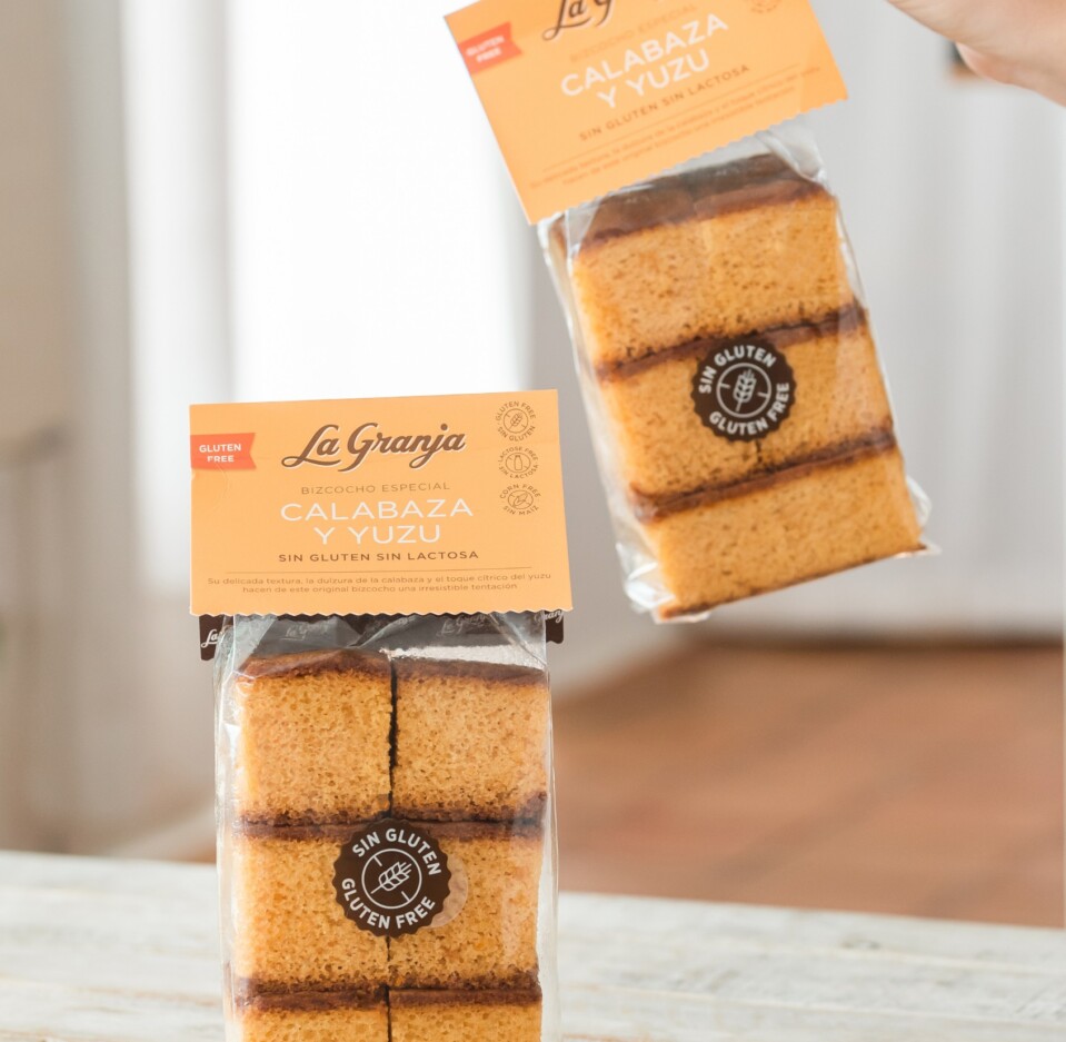 Gâteau génoise spécial à la citrouille et au yuzu, sans gluten et sans lactose 350 g.