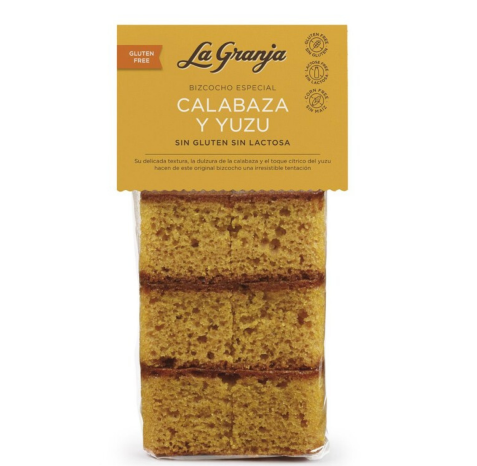 Gâteau génoise spécial à la citrouille et au yuzu, sans gluten et sans lactose 230 g.