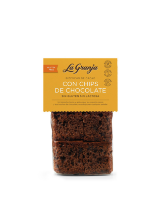 Gluten free, lactose free cocoa and chocolate chips sponge cake 350 g.