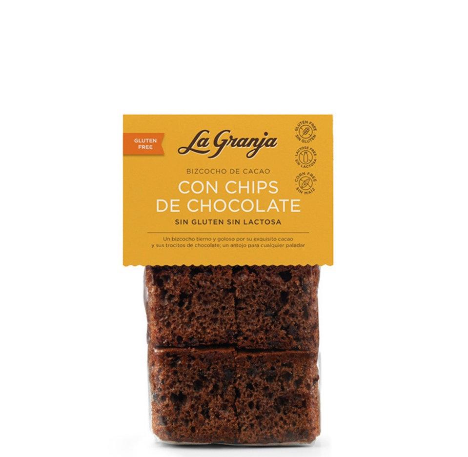 Gâteau au cacao avec des pépites de chocolat sans gluten et sans lactose 350 g.