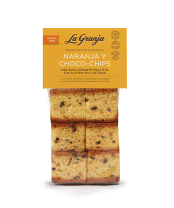 Orange and chocolate chip sugar, gluten and lactose free sponge cake 350 g.