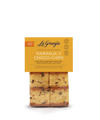 Bizcocho Naranja y Chips sin azúcares, sin gluten y sin lactosa 350 gr.