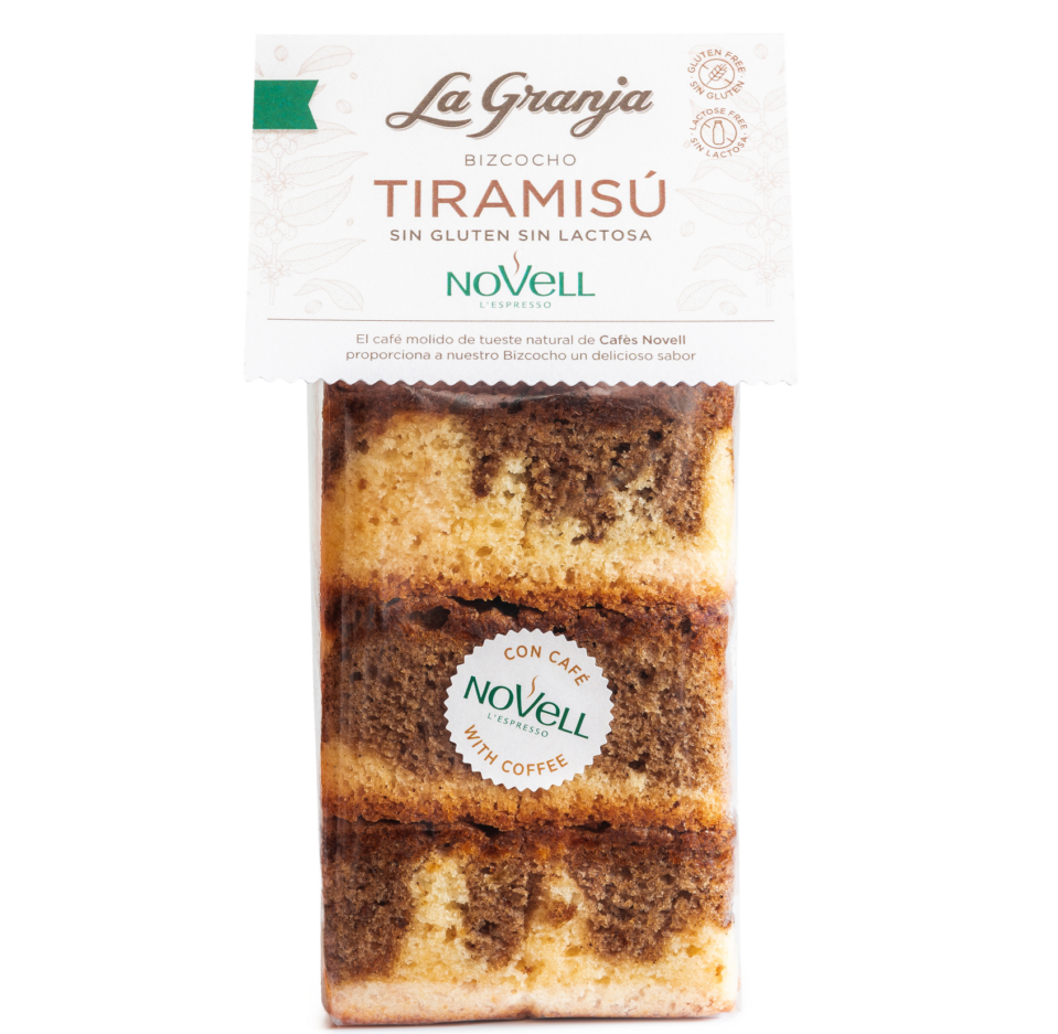 Gluten free, lactose free tiramisú sponge cake Novell 230 g.