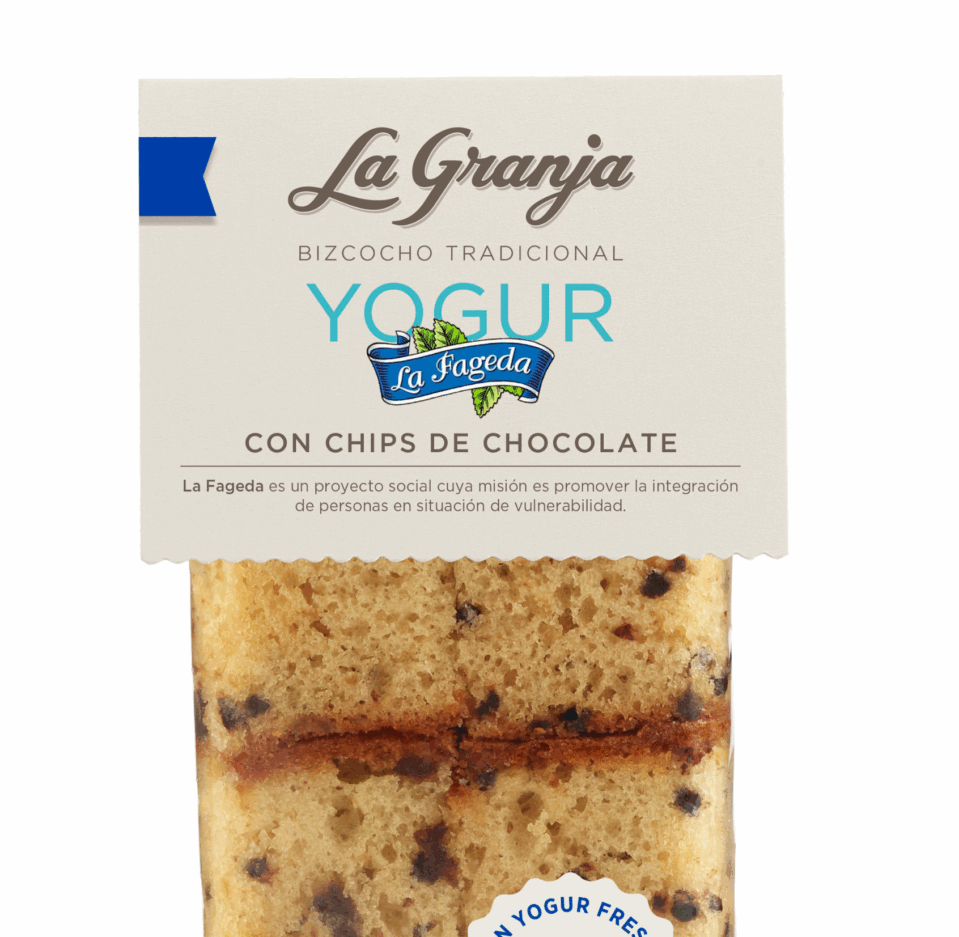 La Fageda traditional yogurt sponge cake with chocolate chips