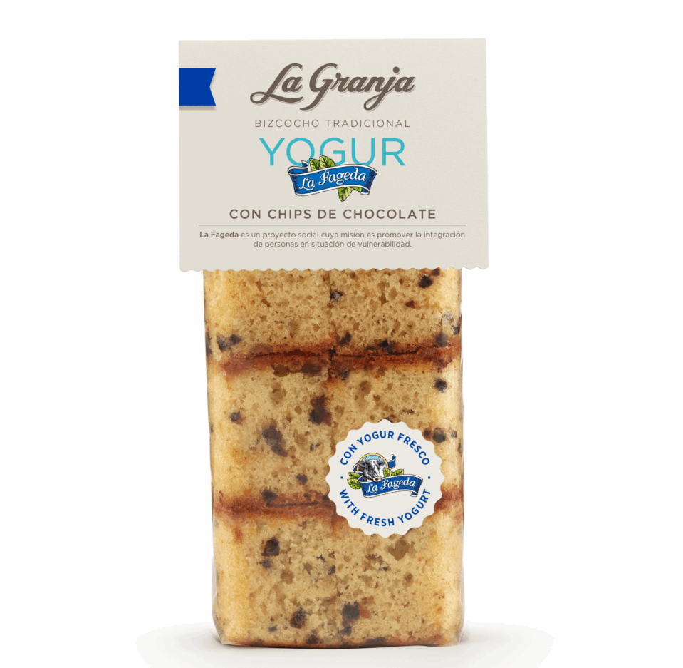 La Fageda traditional yogurt sponge cake with chocolate chips