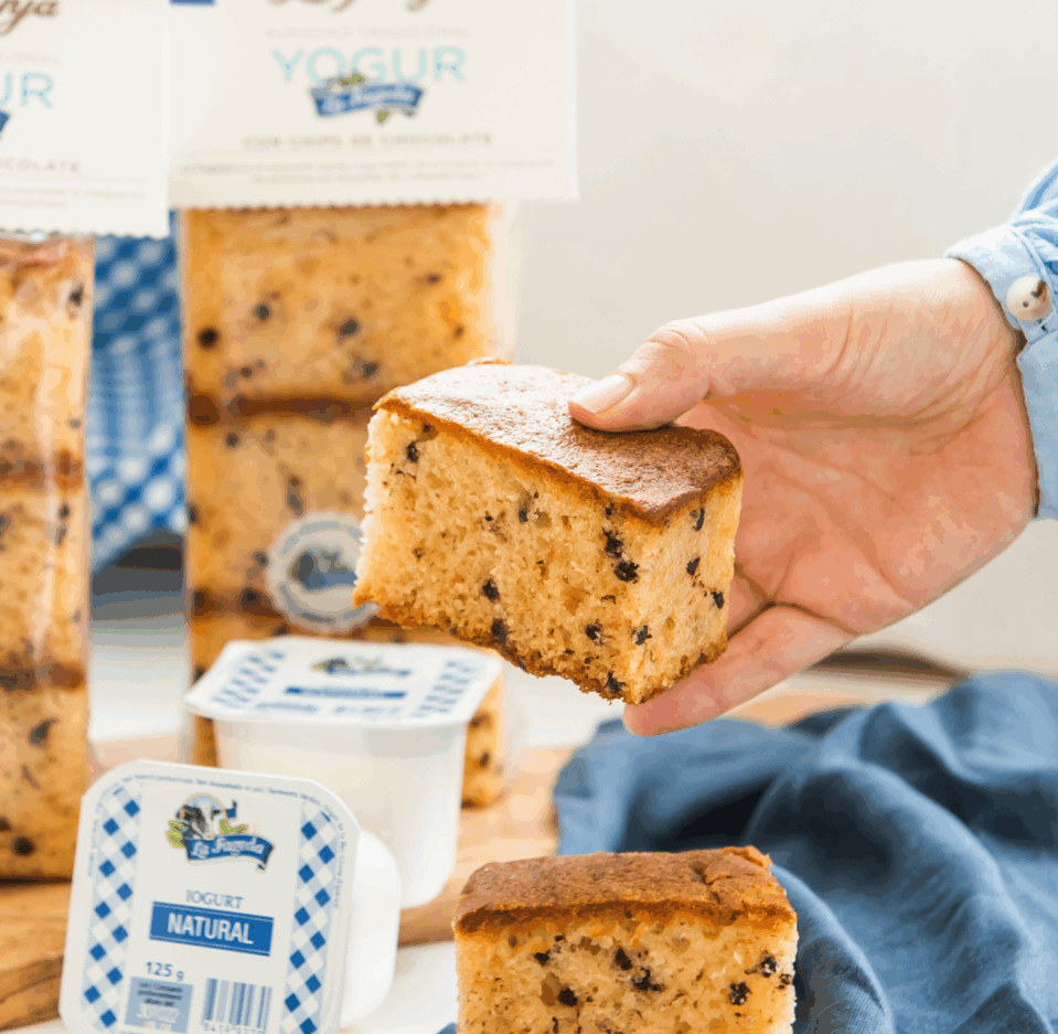 La Fageda traditional yogurt sponge cake with chocolate chips