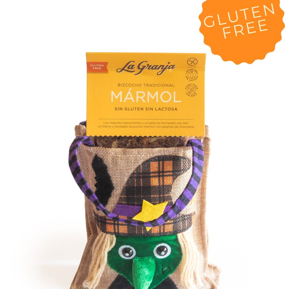 Sac cadeau Sorcière d’Halloween avec gâteau en marbre