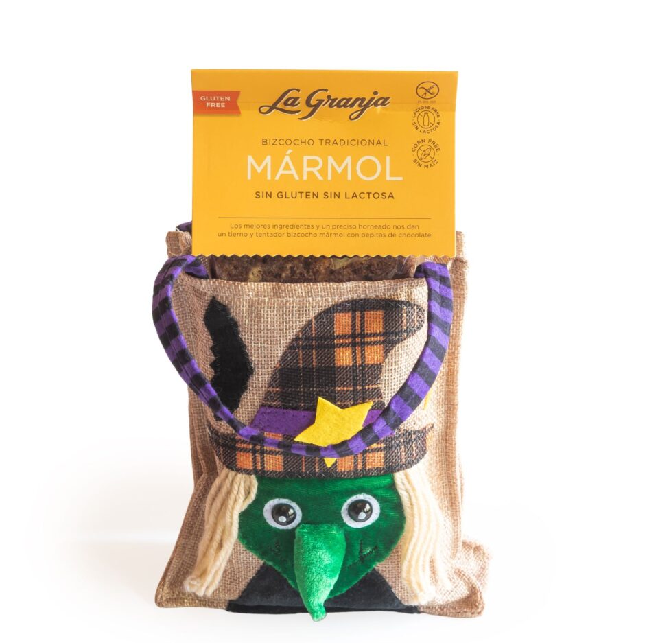 Sac cadeau Sorcière d’Halloween avec gâteau en marbre