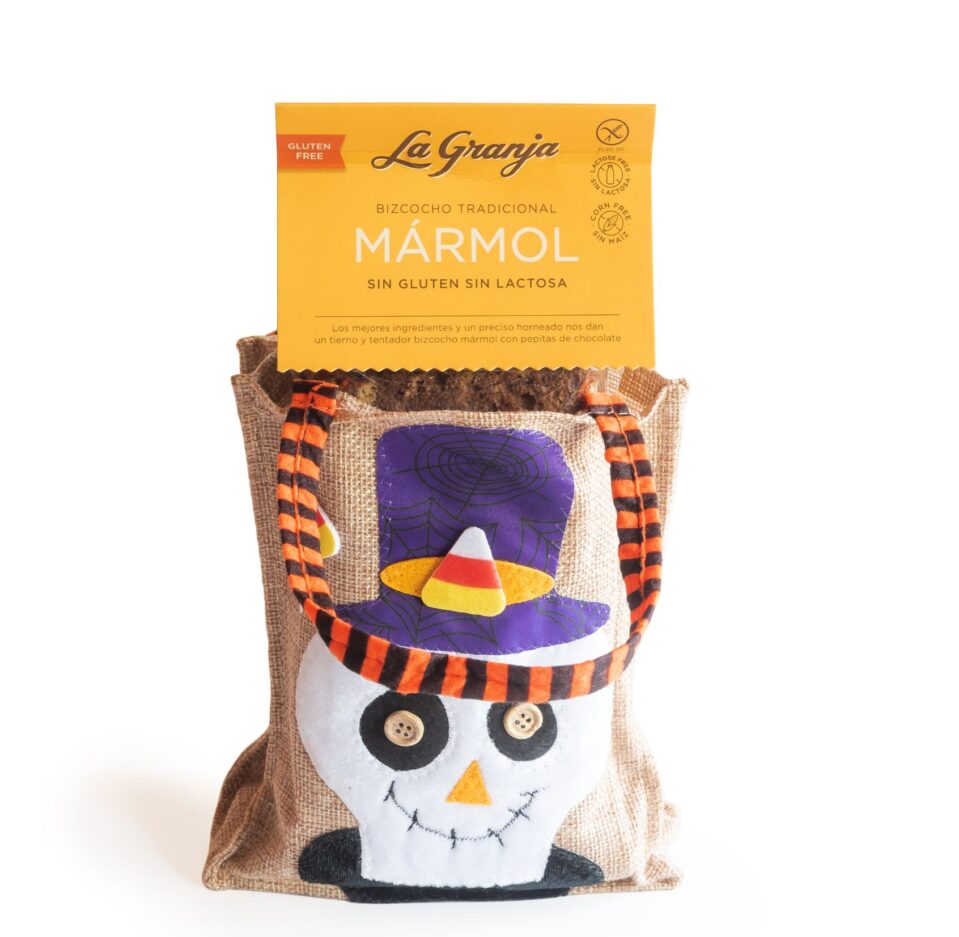 Sac cadeau de Crâne d’Halloween avec gâteau en marbre