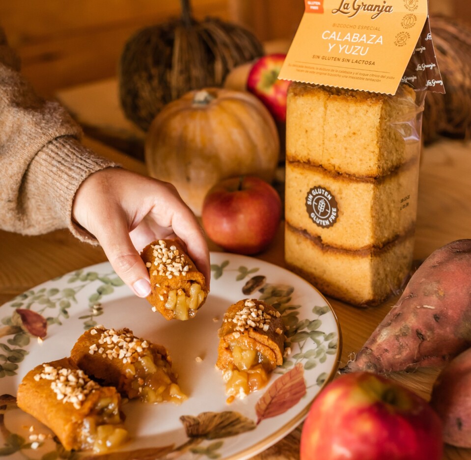 Gâteau génoise spécial à la citrouille et au yuzu, sans gluten et sans lactose 350 g.