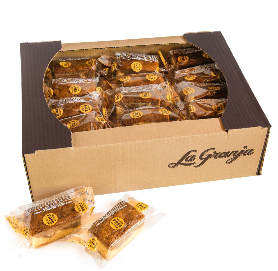 Box of gluten free and lactose free tiramisú sponge cake Novell 30uds