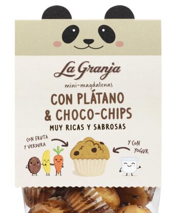 Mini magdalenas con plátano y choco chips