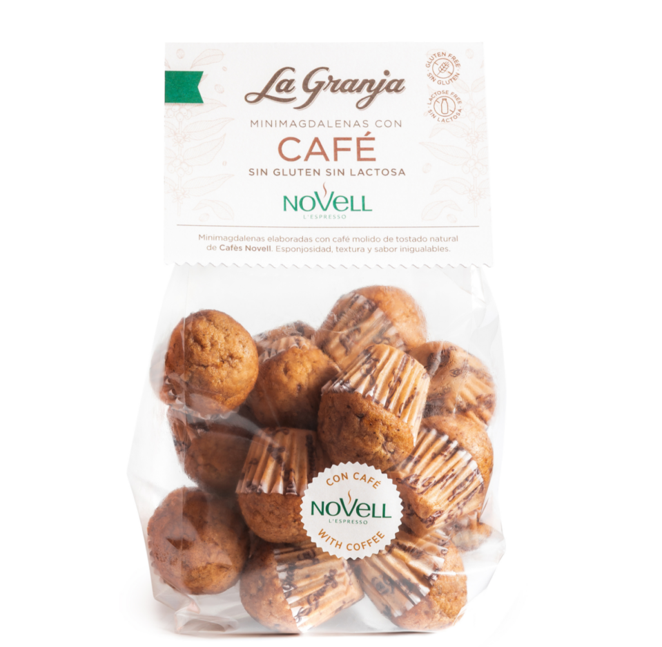 Mini magdalenas de café Novell sin gluten y sin lactosa