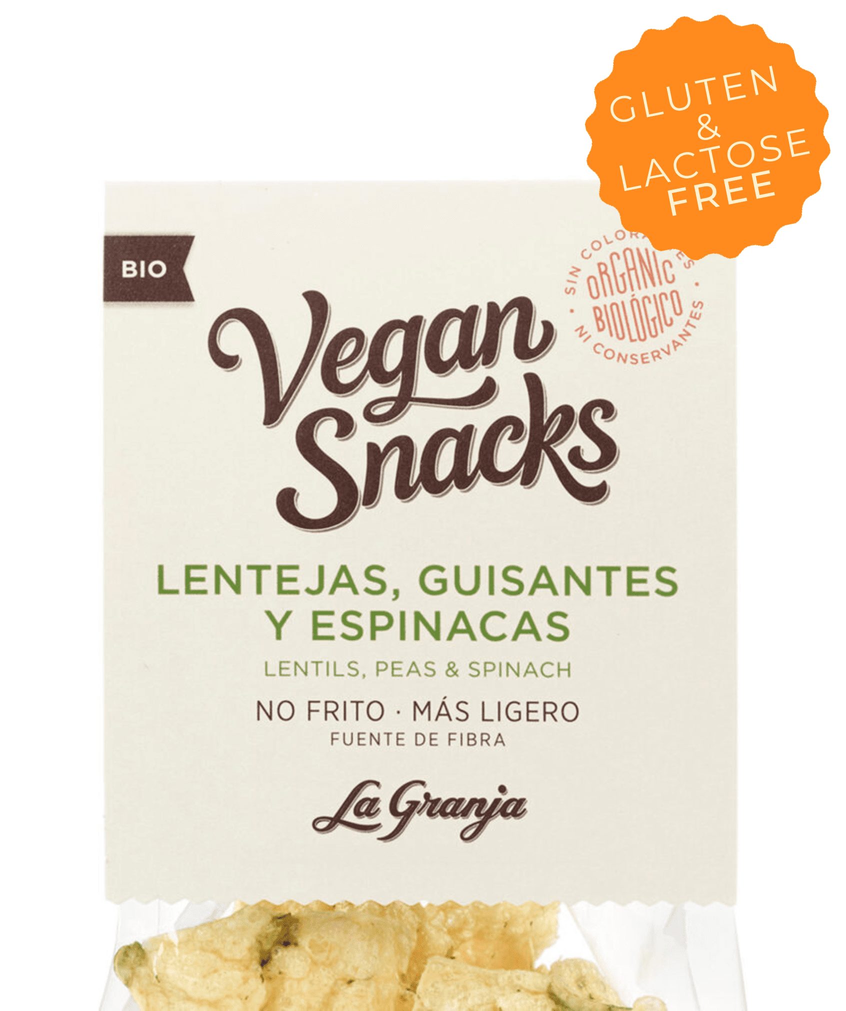 Vegan snacks lenteja, guisantes y espinacas
