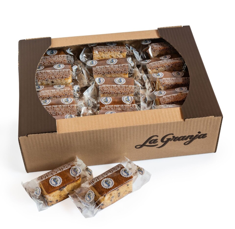 Boîte traditionnelle de gâteau au yaourt La Fageda avec pépites de chocolat 30uds Boîte traditionnelle de gâteau au yaourt La Fageda avec pépites de chocolat 30uds